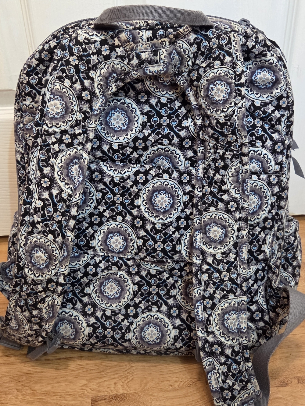 Vera Bradley Iconic Campus Backpack - Charcoal Medallion Quilted Cotton Laptop - Picture 3 of 14